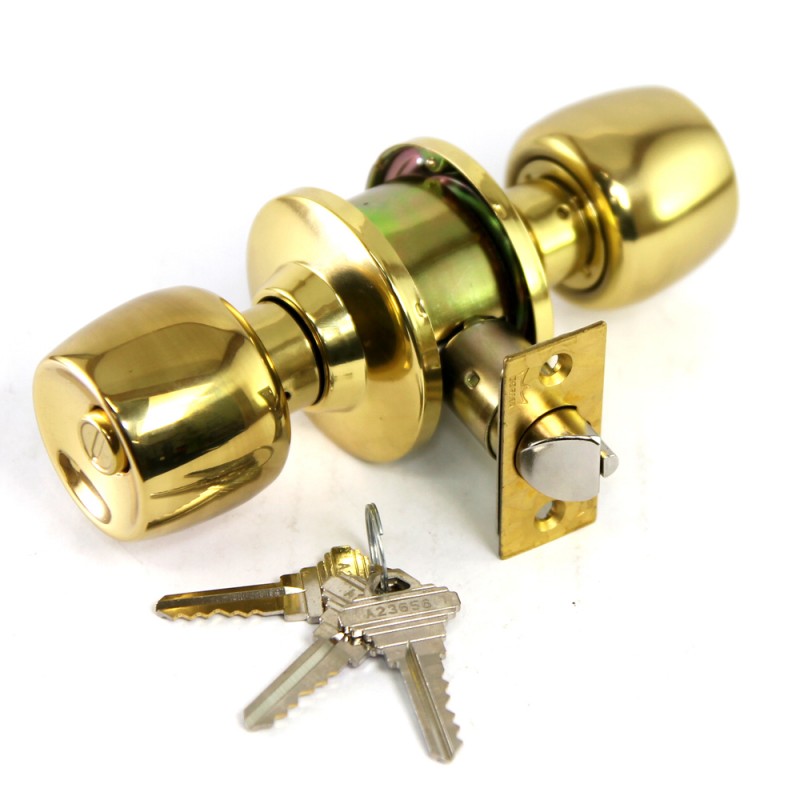 Dorma Entrance Cylindrical Knob Lockset DA3 Demen Finishes US3 Standard Polished Brass